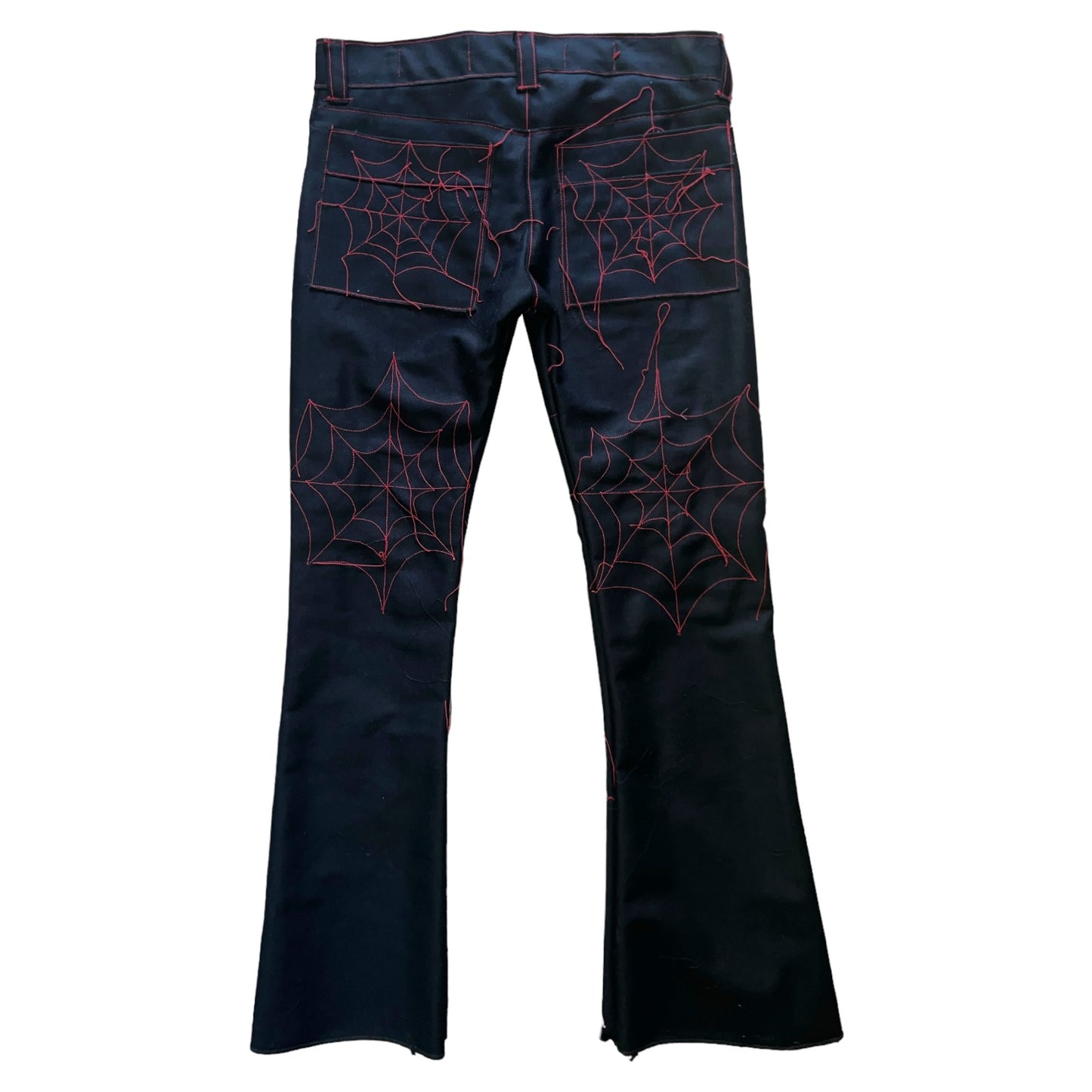 Webbed black denim pants