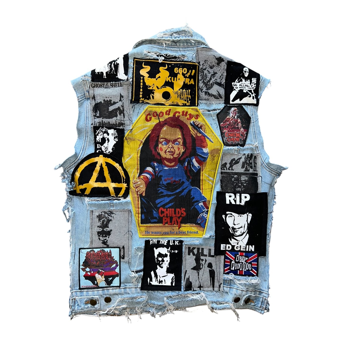 Patched up punk denim vest 1/1