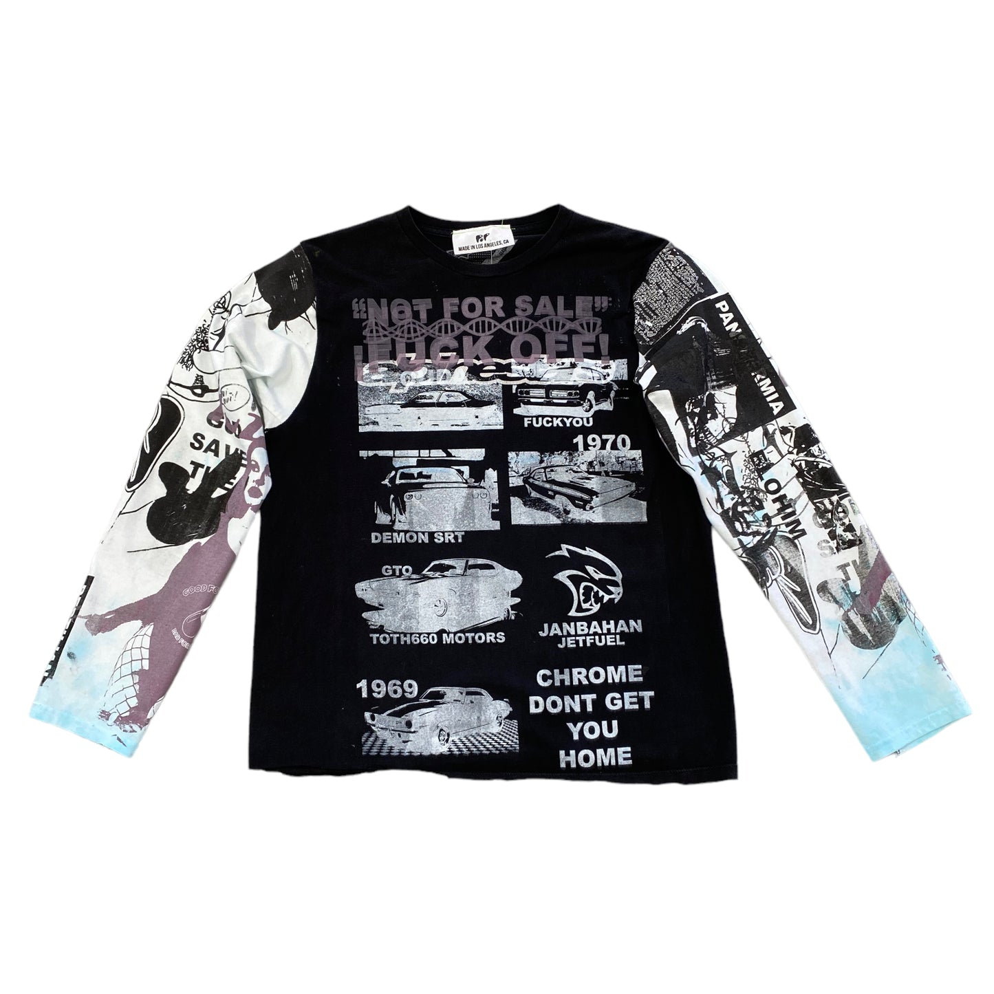 TOTH 660 Custom Black Long-sleeve Tee with Mixed Screen Prints and Stitching