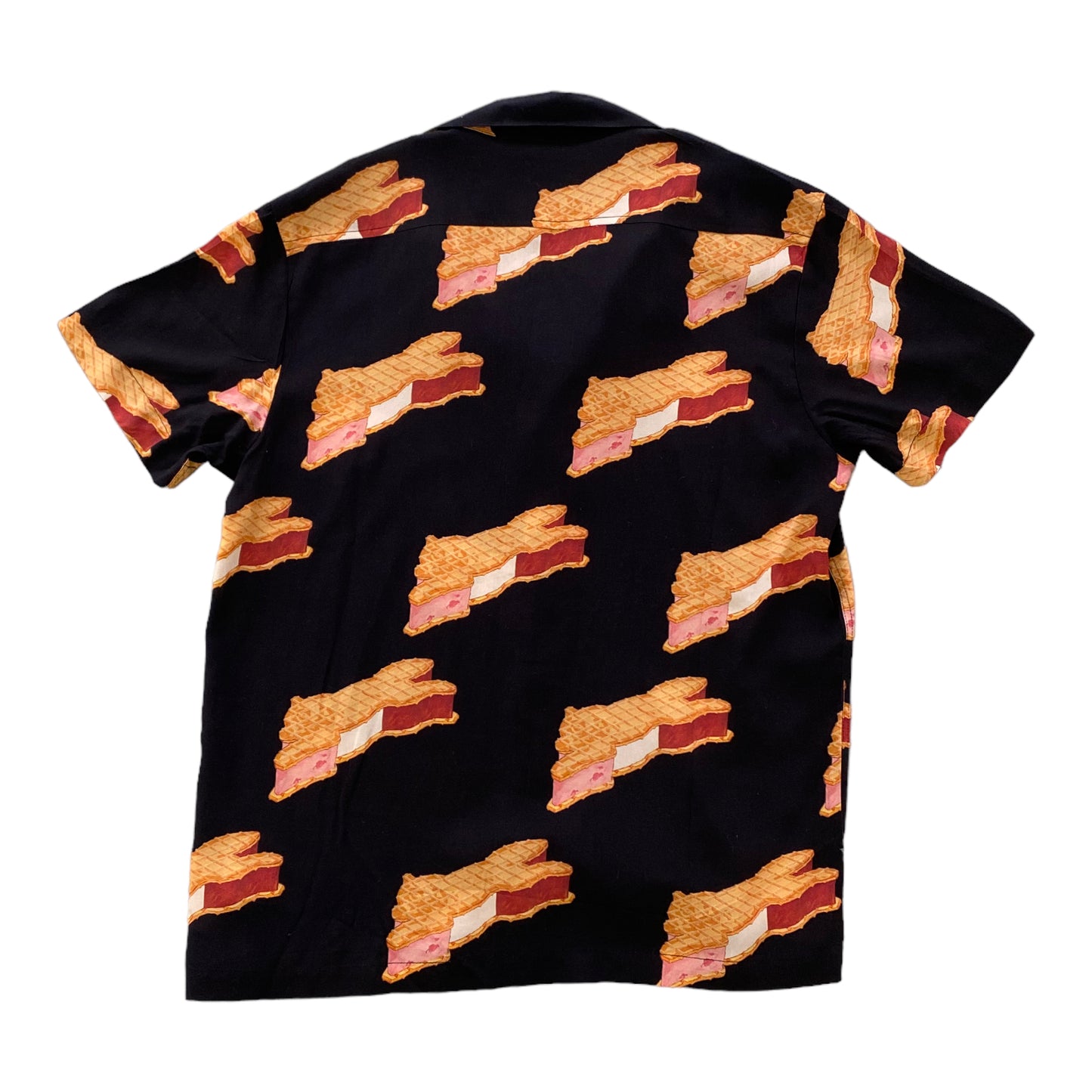 Ice Cream Base Print Short Sleeve Button-Up Shirt