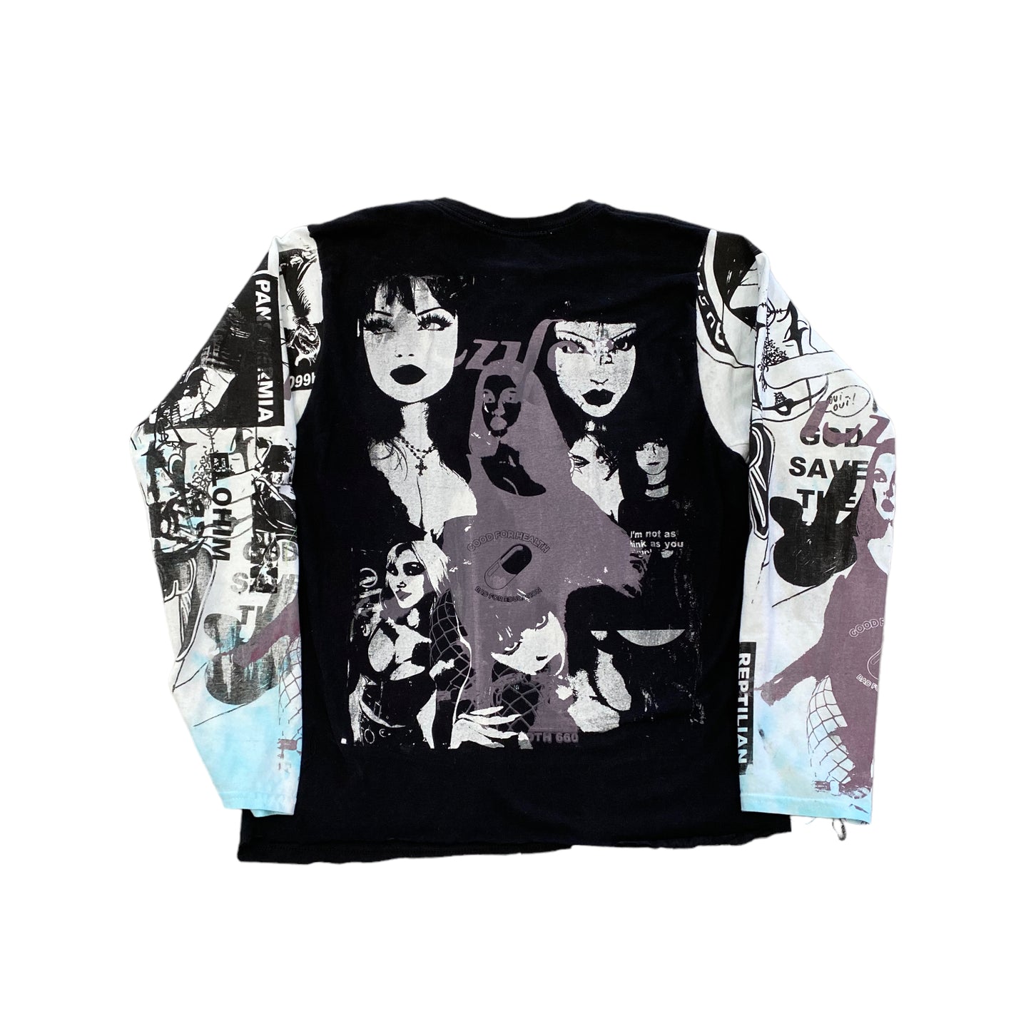 TOTH 660 Custom Black Long-sleeve Tee with Mixed Screen Prints and Stitching