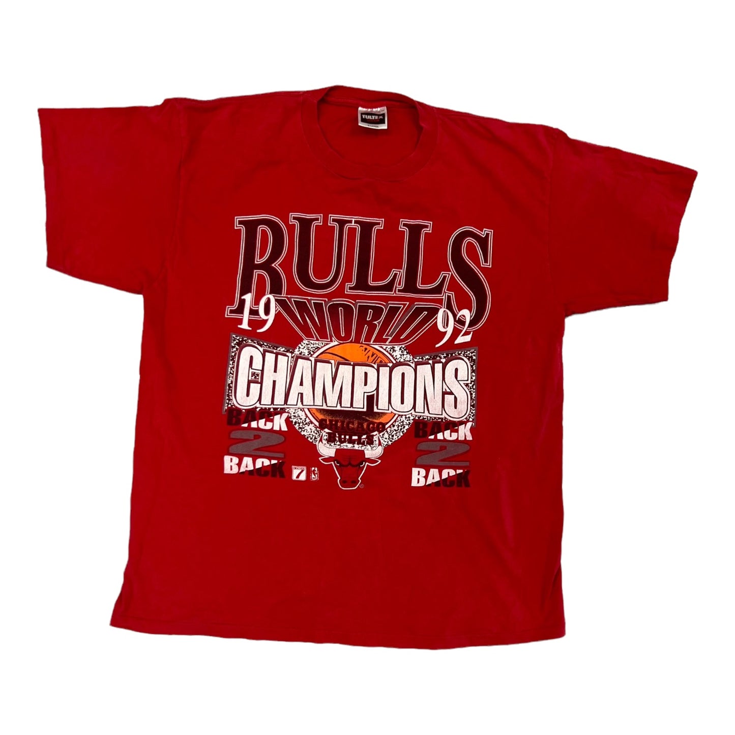 1992 Chicago bulle rug-aan-rug wêreldkampioen vintage tee