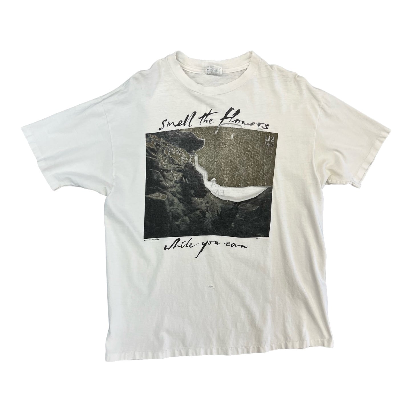 1991 vintage u2 smell the flowers while you can tour tee