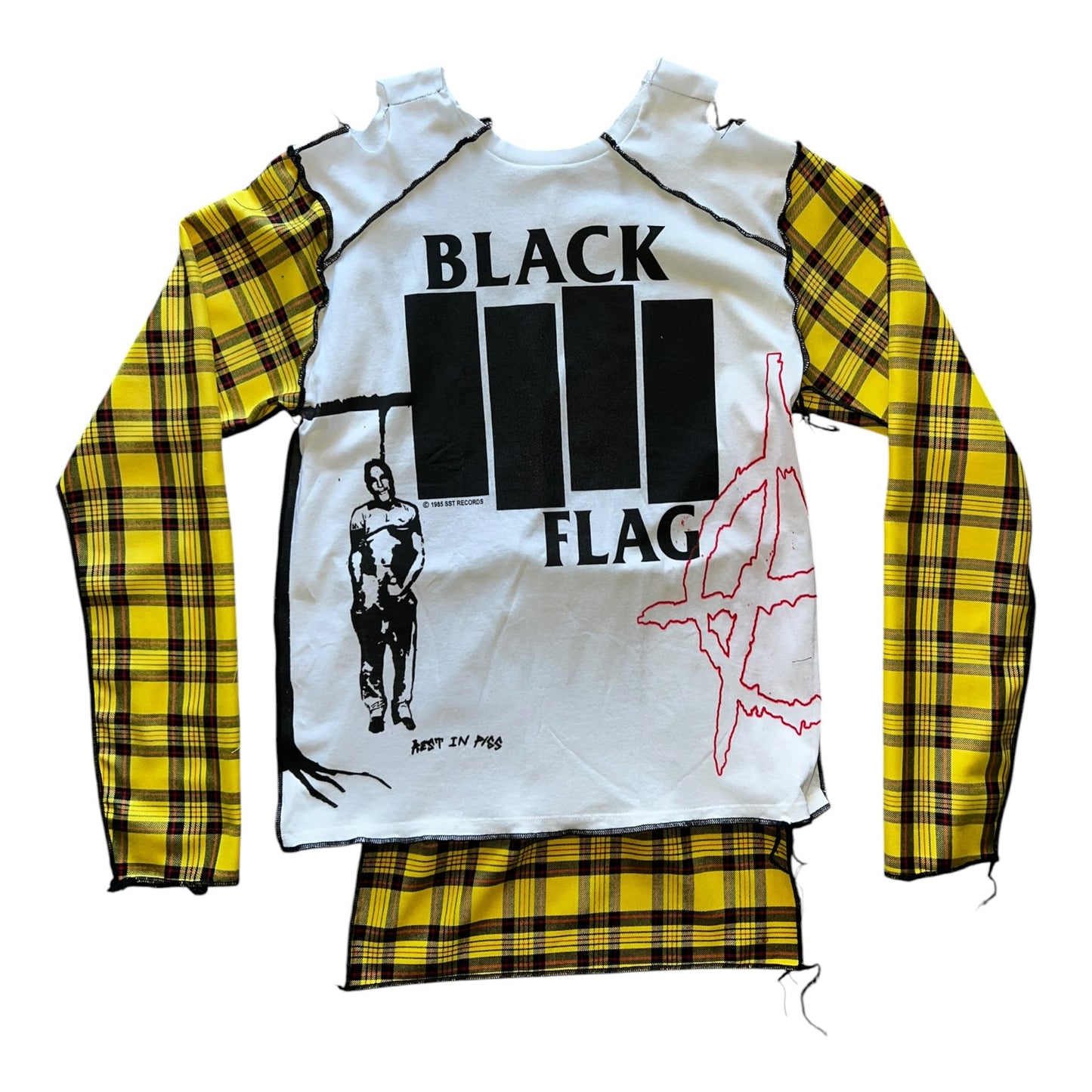Black Flag Plaid Custom Long Sleeve (cut + Print+ sew)