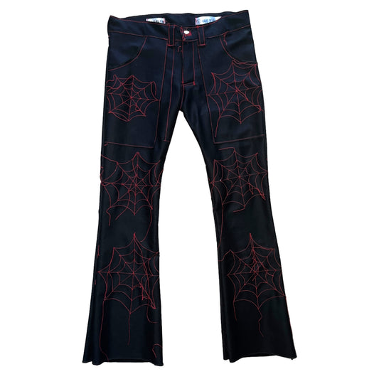 Webbed black denim pants