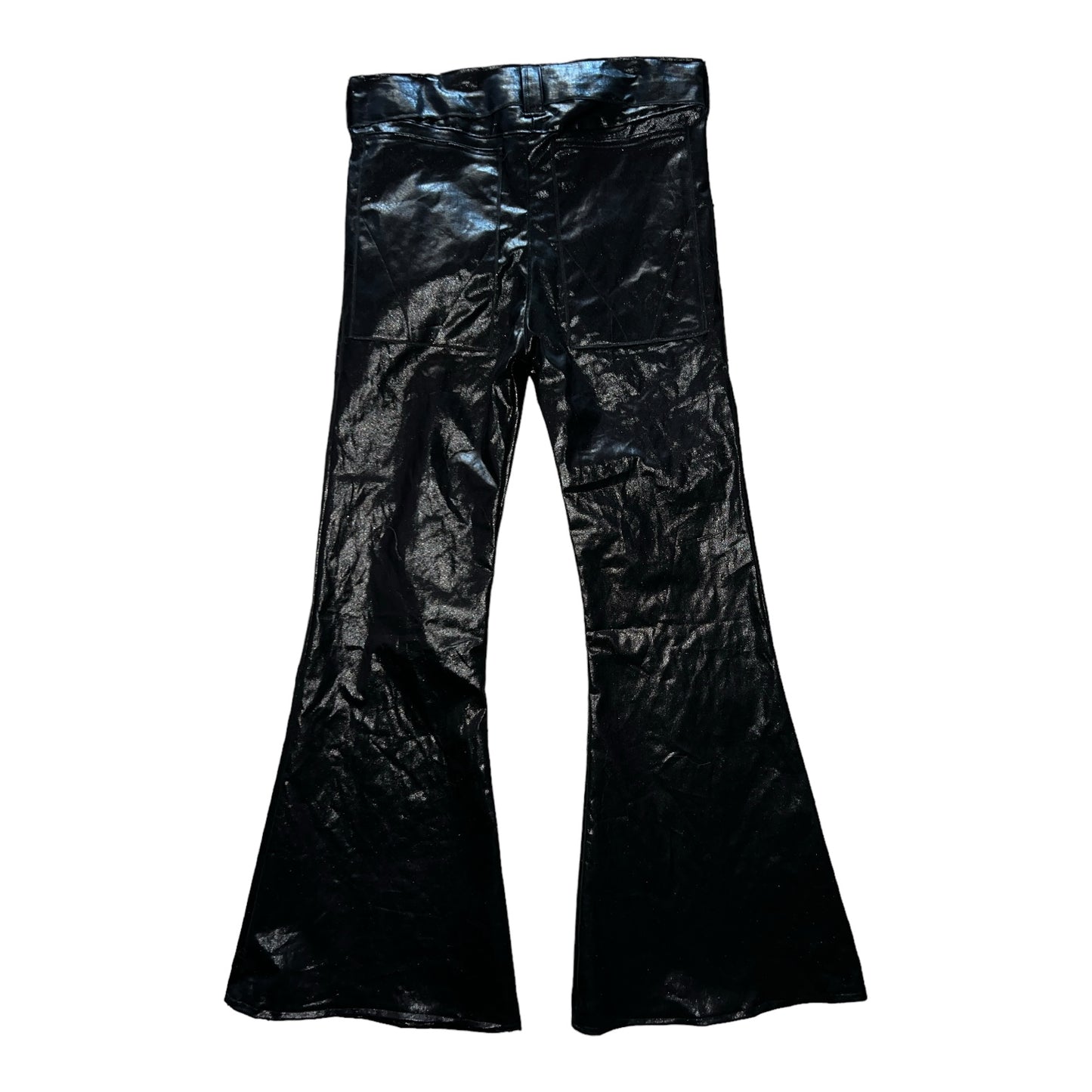 Black python flared denim