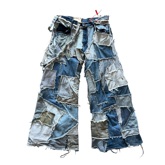 Denim Mosaic Flare Trouser