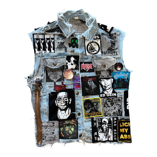 Patched up punk denim vest 1/1