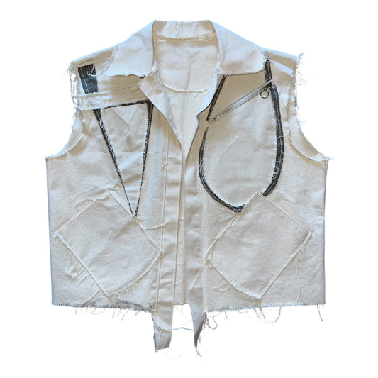 Canvas and denim vest