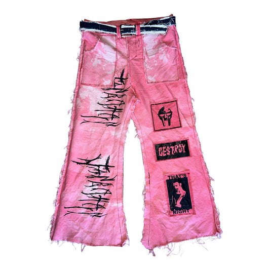 Pink Destroy Canvas Punk Pants