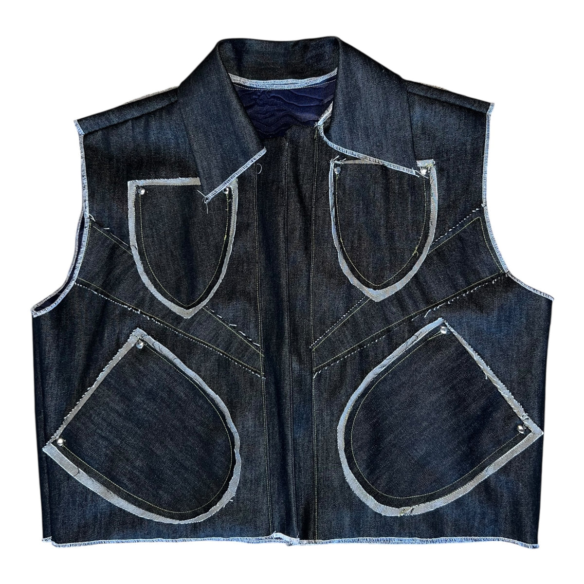 Two tone denim vest