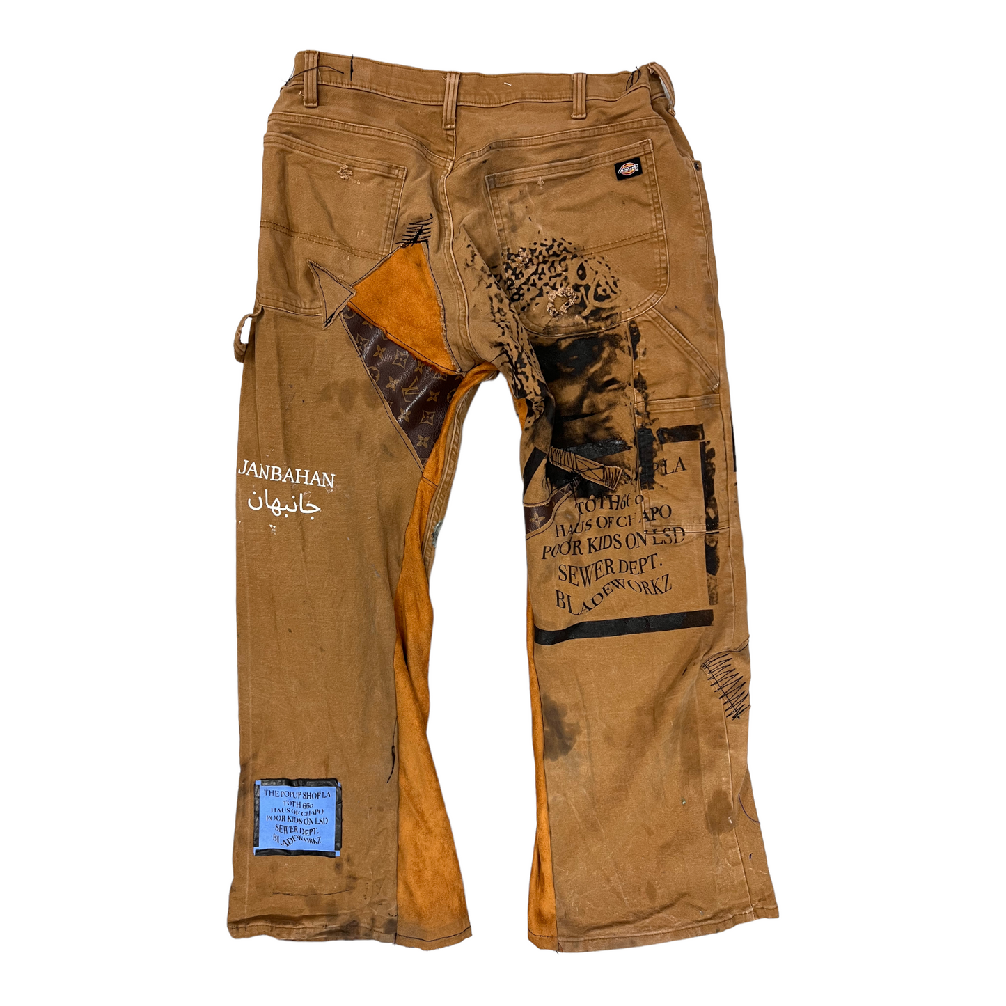 Sewer Dept. Patched and flared brown Dickies