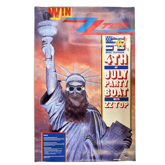 1986 ZZ top 4th Of July Party Boat Statue Of Liberty Poster