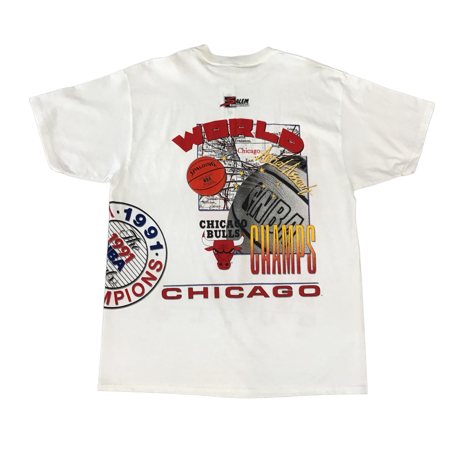 1991 all over print Chicago bulls world champions  vintage sports shirt
