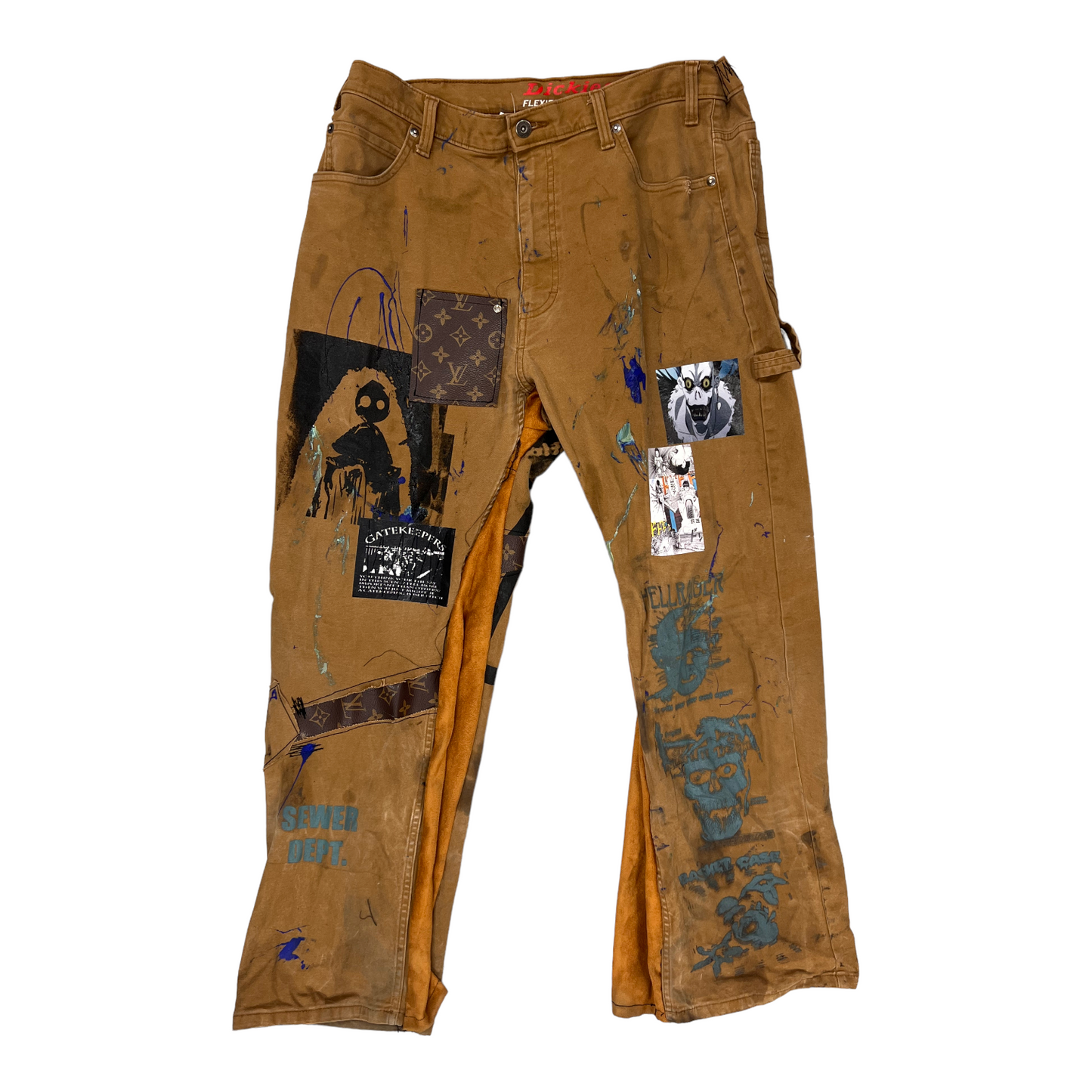 Sewer Dept. Patched and flared brown Dickies